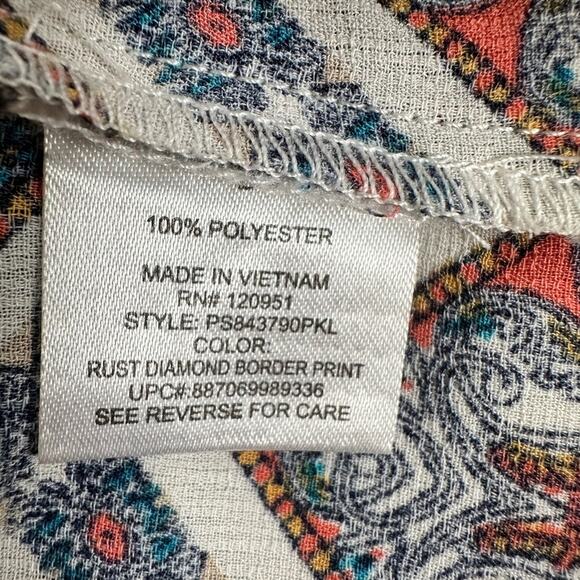 Pink Republic Aztec Short Sleeve Multicolored High Low Womens Blouse  Size L - Picture 12 of 13